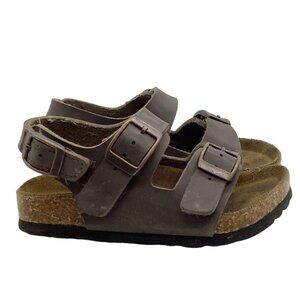 FLORSHEIM Kid's Boho Two Strap Buckle Leather Cork Sandals Back Strap